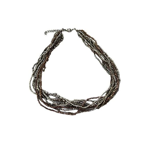 Unbranded Jewelry - Mixed Metal Seed Bead Twisted Necklace 15" - 17"